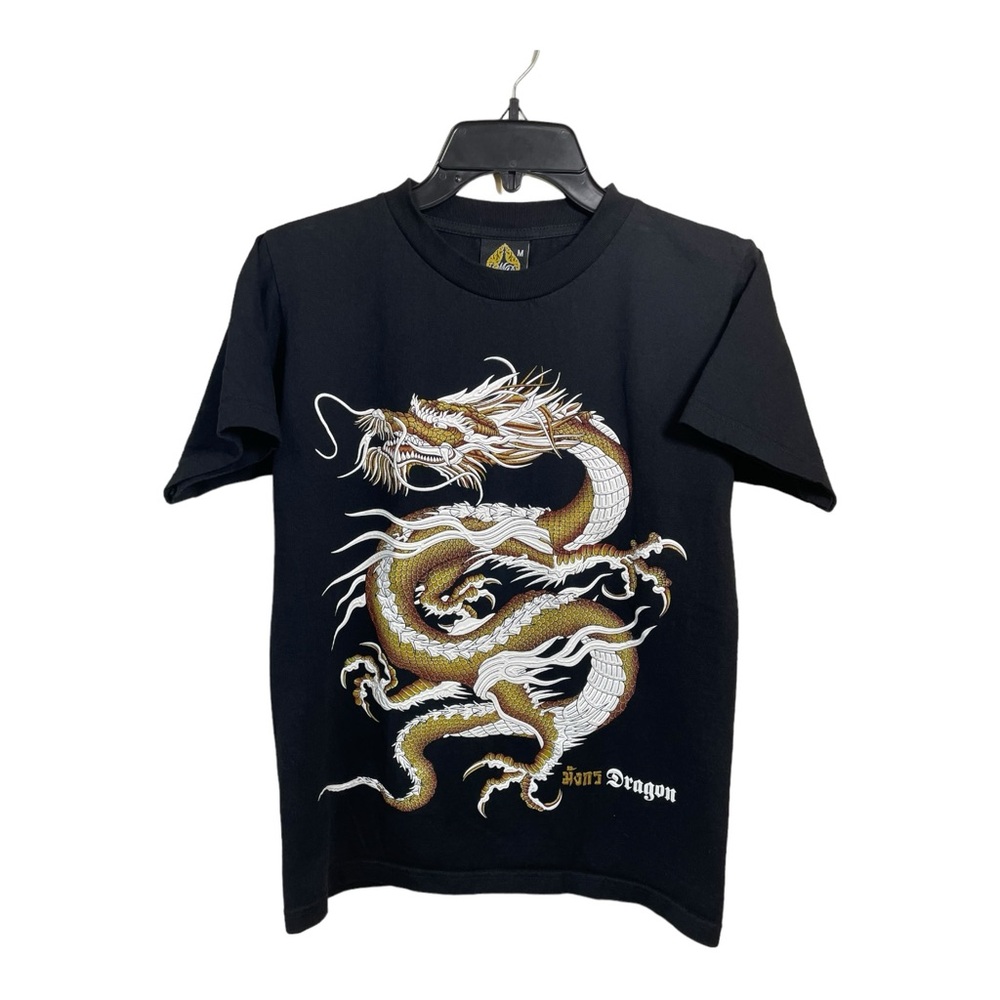 My Dream Thailand Shirt Mens M Black Gold Dragon Textured 2 Sided VTG Tee